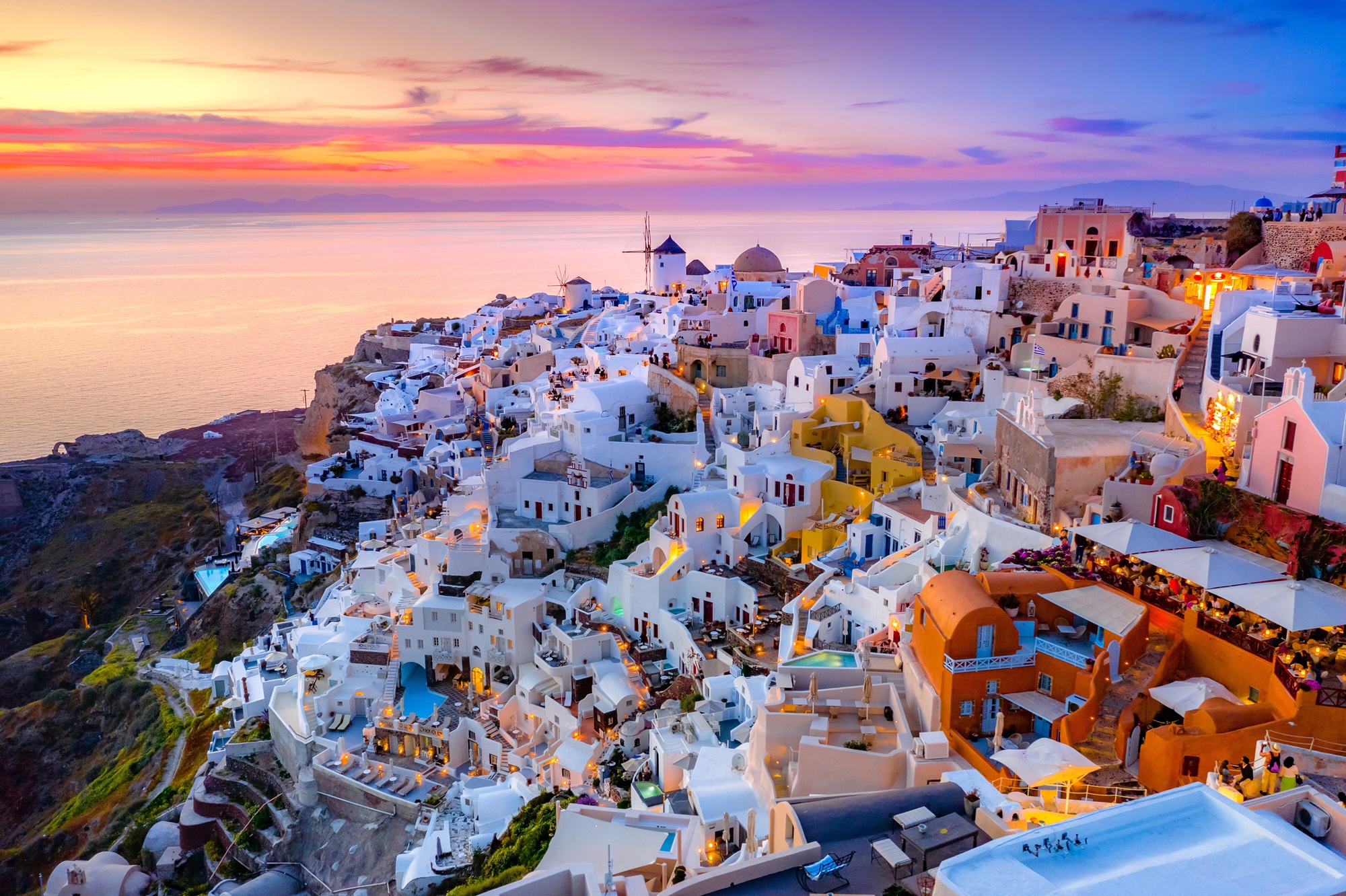 Santorini is a Greek island in the Aegean Sea, renowned for its stunning architecture and breathtaking sunsets